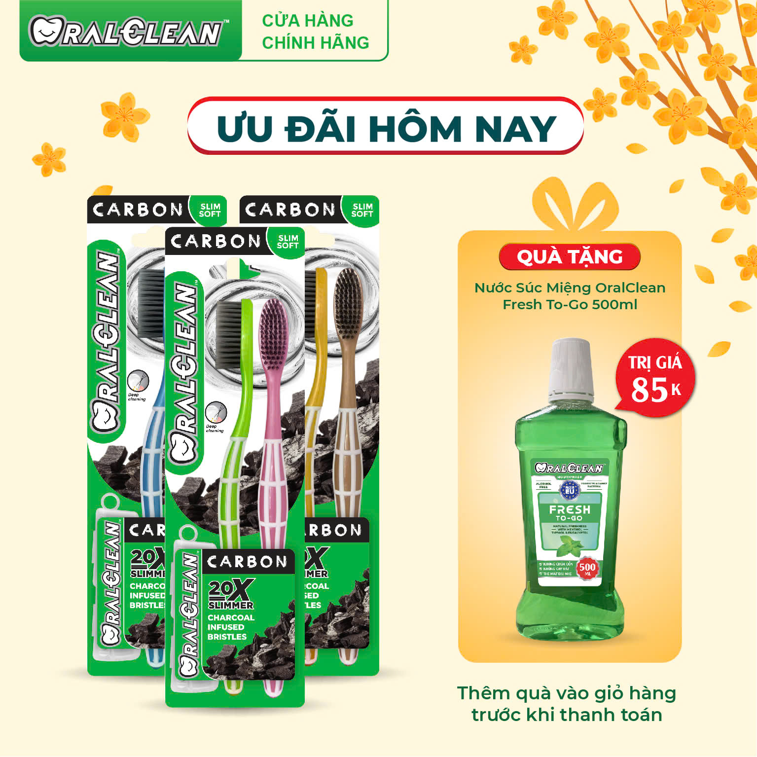 Combo 6 Bàn Chải Đánh Răng Lông Mềm Mỏng OralClean Carbon Slim Soft 20X Slimmer