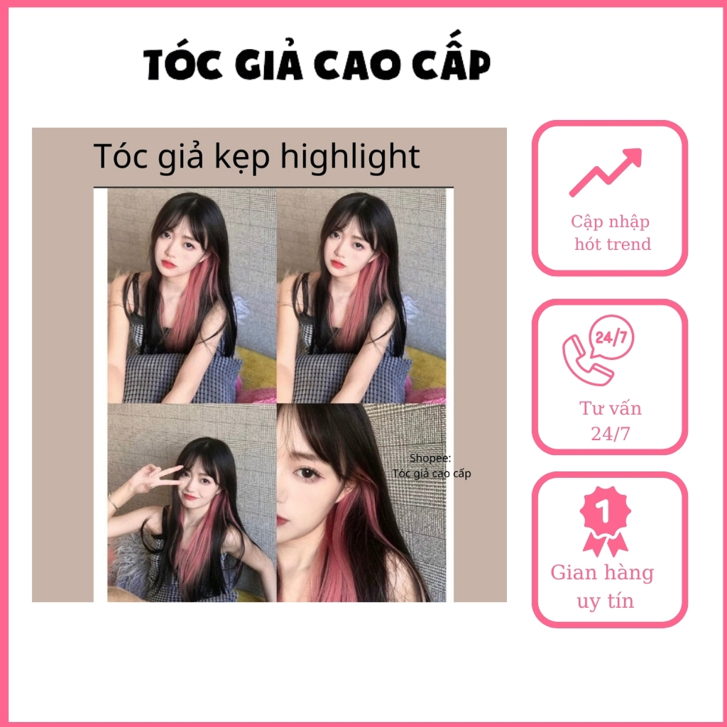 Tóc giả kẹp highlight 1 kẹp, dài 55cm