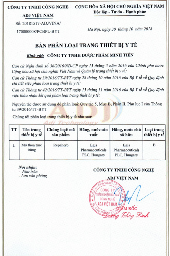 VIÊN ĐẶT TR.Ĩ REPAHERB ( 10 VIÊN ĐẠ.N Đ.ẶT TR.ỰC TR.ÀNG )