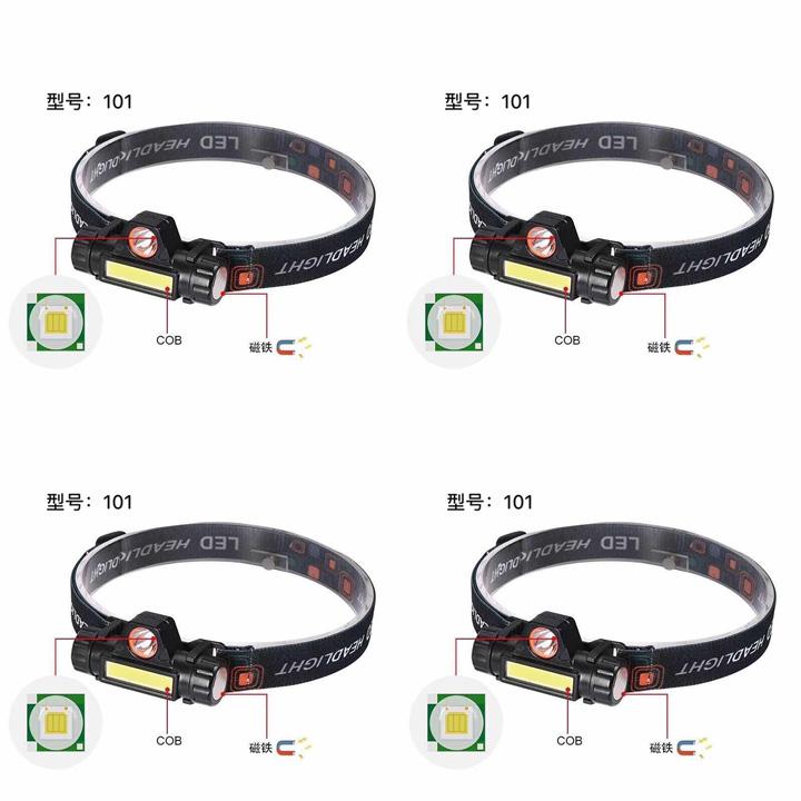 Đèn pin đội đầu 2 BÓNG 101 Tặng Kèm Pin