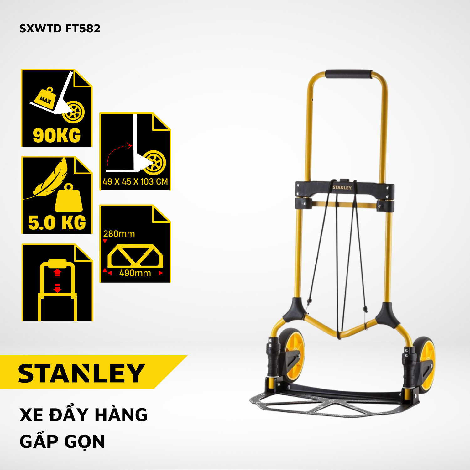 Stanley SXWTD-FT582 Folding Hand Truck, Yellow, 90 kg