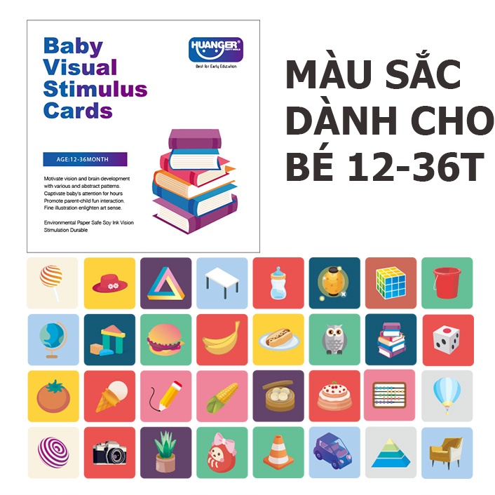 Combo 16 thẻ kích thích thị giác cho bé từ 0-36 tháng