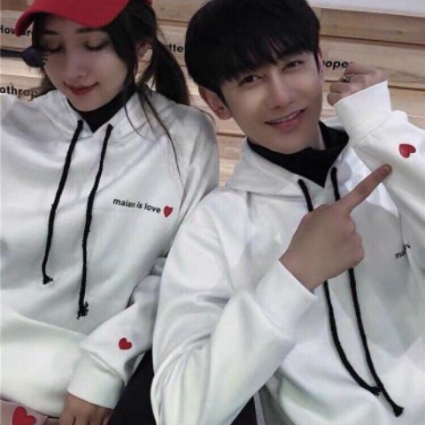 Áo nỉ đôi có mũ( 2 áo) in tim tay và ngực ý nghĩa  áo đôi áo cặp