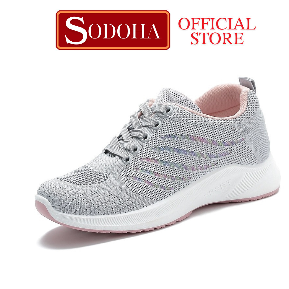 Giày sneaker nữ thể thao mẫu mới siêu hot sodoha a-62xh xám phối hồng