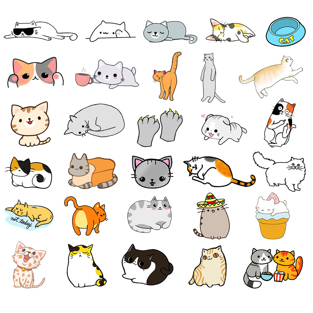 Set 50 Sticker Decal Chống Nước Dễ Thương Size Lớn