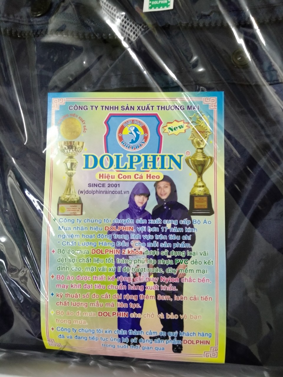 Quần áo mưa Dolphin A8 2 khoá kéo siêu bền