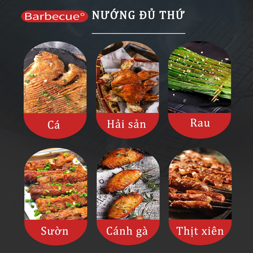 Bếp Nướng Không Khói - Bếp Nướng Điện, Thiết Kế Thông Minh, Trọng Lượng Cực Nhẹ Chỉ 1,5kg Rất Tiện Cho Việc Sử Dụng Tại Nhà, Di Chuyển Làm Tiệc BBQ Tết