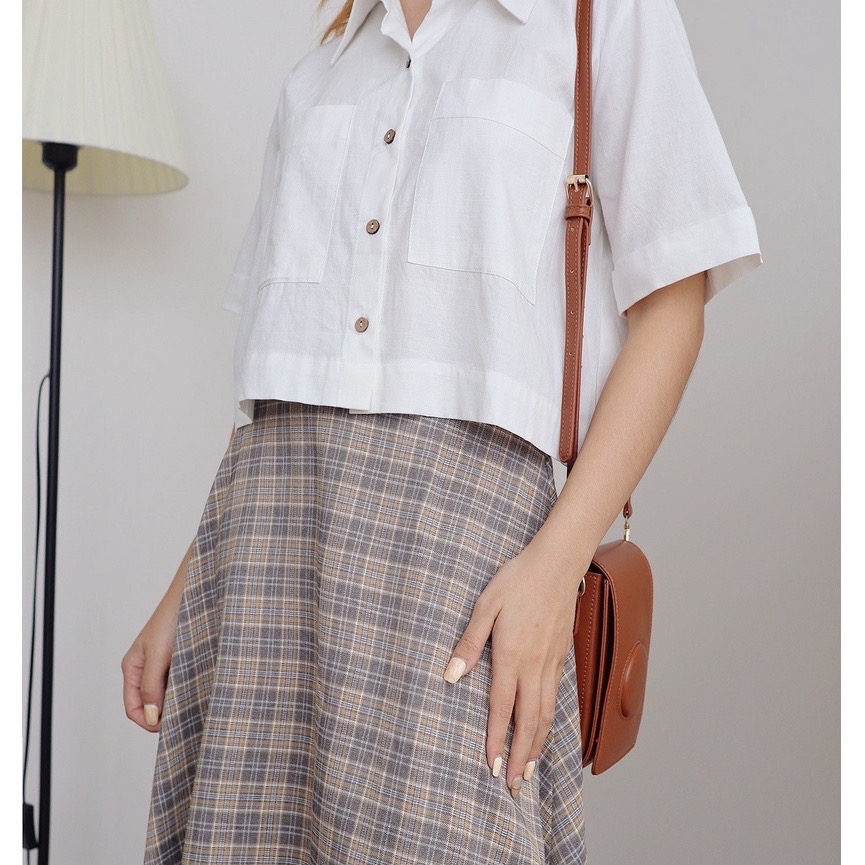 [Nhập LAZLOOK99 GIẢM 100K/500K] Áo sơ mi dáng lửng vải linen - Linen Pocket Shirt - ufo.thebasic