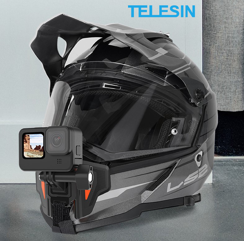 Mount gắn cằm cho gopro telesin - bộ gắn cằm lên mũ fullface kèm đế khóa j