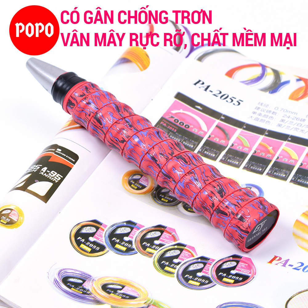 Quấn cán tennis có gân vân nhiều màu GY100, cuốn cán thoáng khí, thoát mồ hôi, độ bám cao