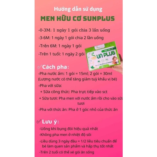 Men hữu cơ + Sữa Non Sunplus