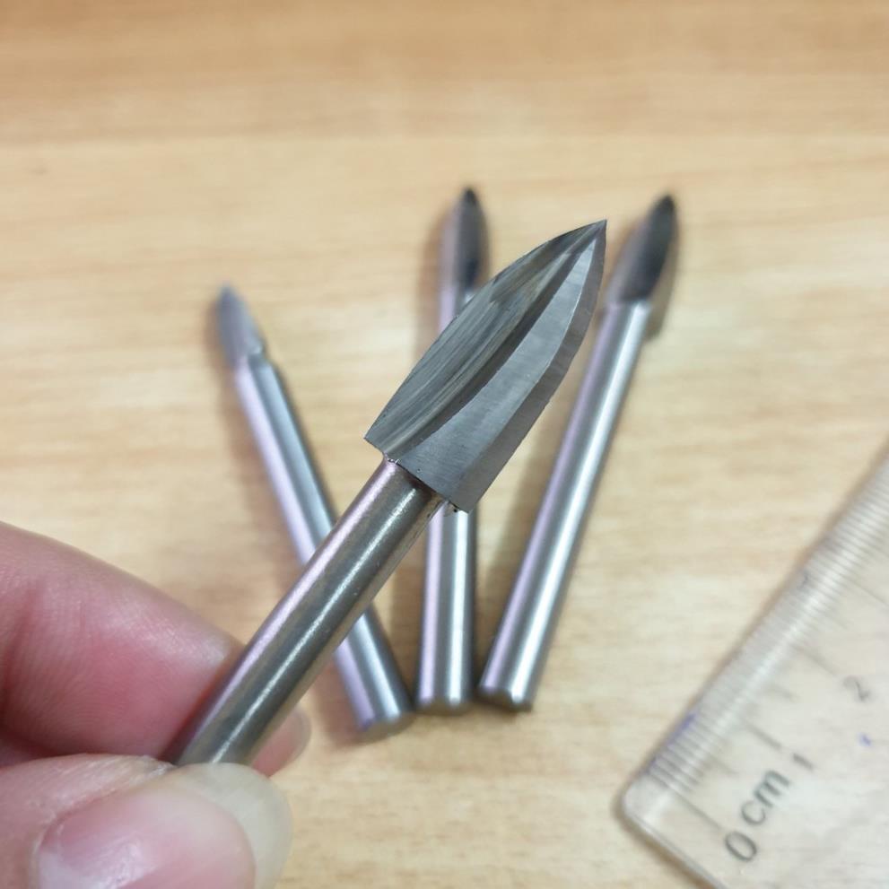 mũi phay phá gỗ 3 cạnh cán 6mm - mũi khắc gỗ lũa chân 6mm