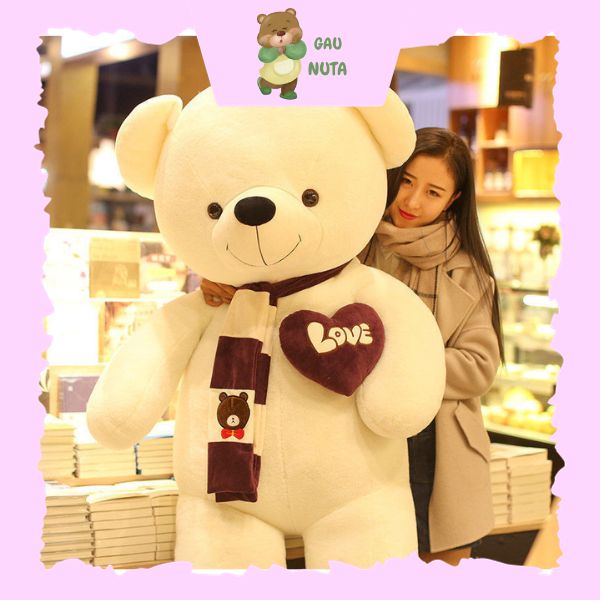 Gấu bông teddy siêu to khổng lồ quàng khăn cao cấp nuta