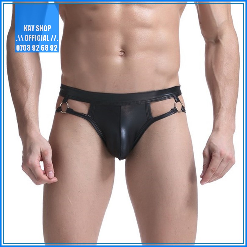 Quần lót jockstrap sexy giả da hở mông dành cho nam dây gợi cảm khoe mông