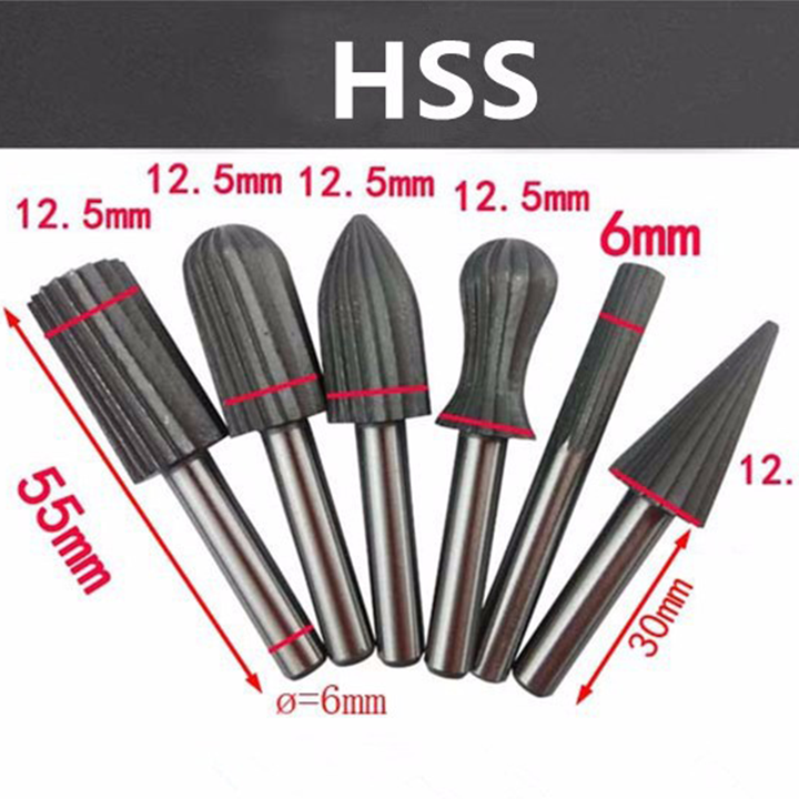 Bộ 6 đầu mũi mài khắc lũa - Mủi phay mài doa lỗ nhựa, kim loại, làm gỗ lũa Bonsai