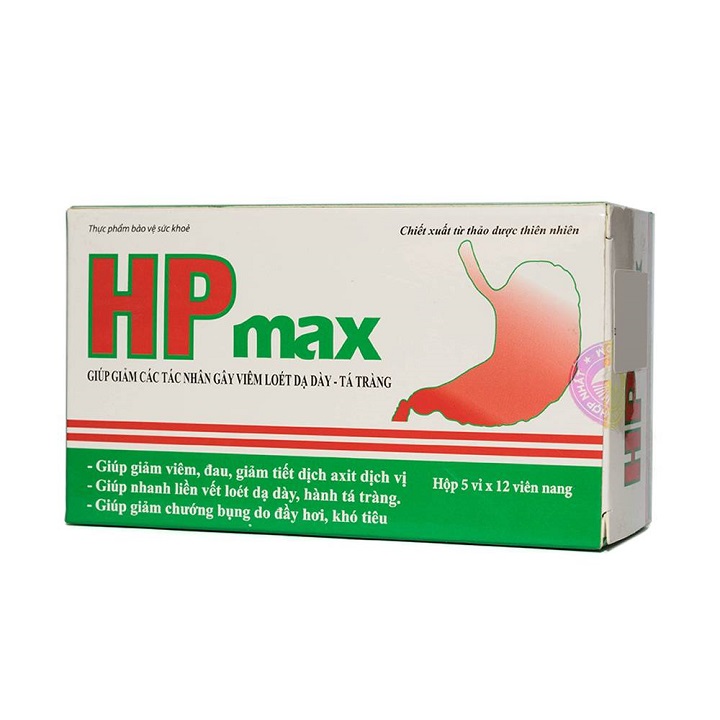 Dạ dày HP MAX - Giúp đẩy lùi cơn đau dạ dày  , giảm đau dạ dày , ờ hơi , đau dạ dày do vi khuẩn hp - hộp 60 viên
