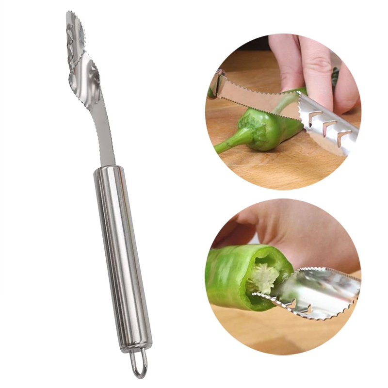 Dụng cụ lấy ruột khổ qua cà ớt, cây móc lấy ruột mướp đắng dễ dàng tiện dụng, đồ moi ruột dưa leo ớt, dụng cụ móc ruột củ quả thép không gỉ cao cấp