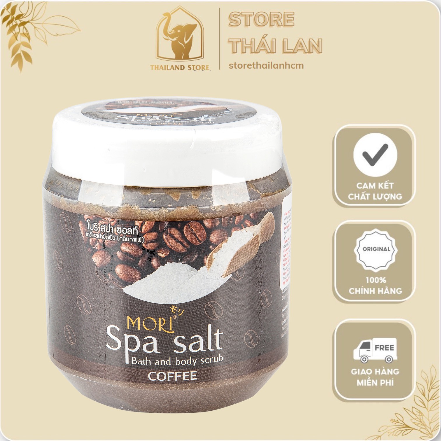 Muối Tắm Tẩy Tế Bào Chết Mori Spa Salt Bath[FREESHIP] hương CAFE trắng da  & Body Scrub THAILAND 700g