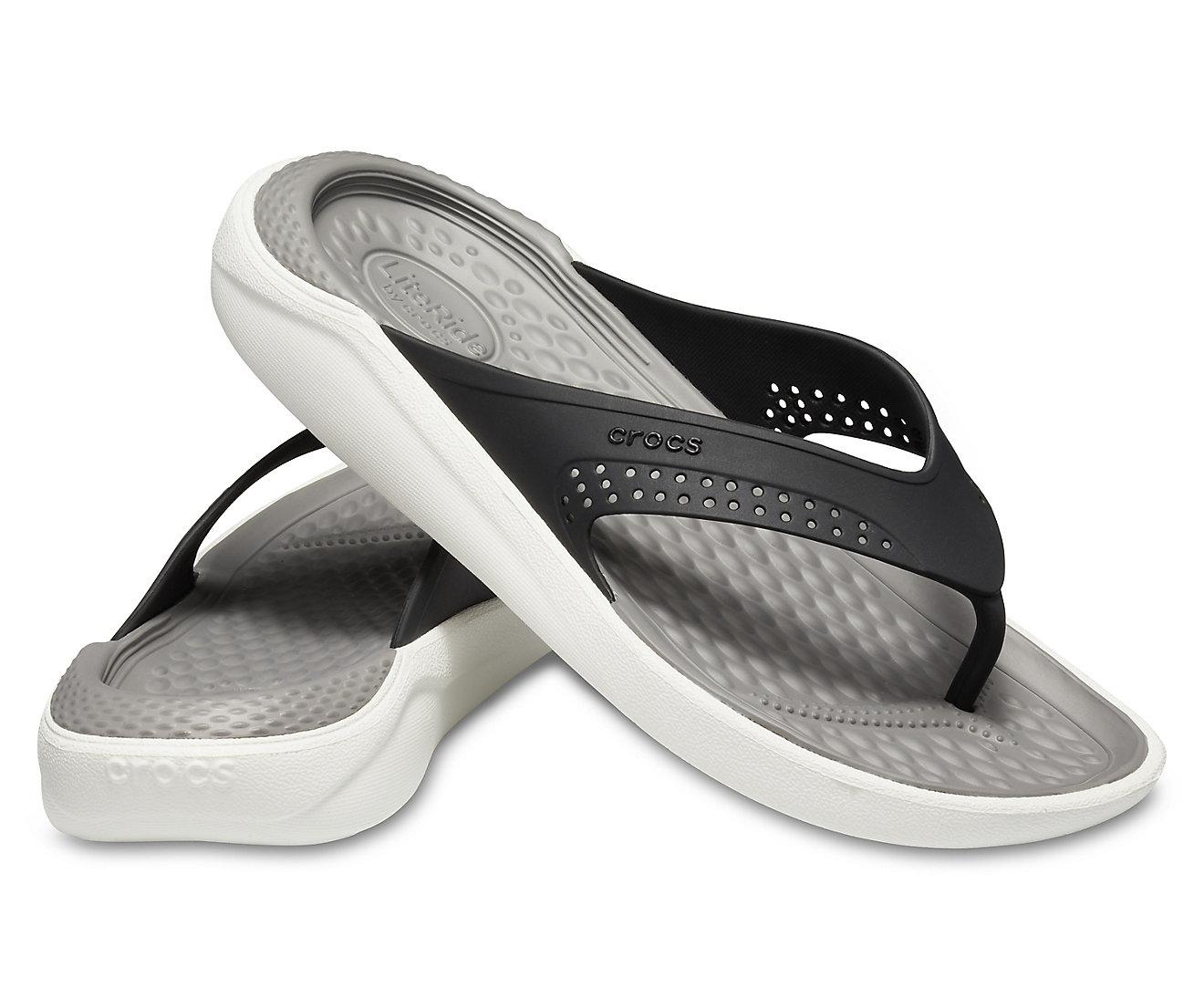 Dép xỏ ngón Crocs LiteRide siêu êm (Xám/trắng)