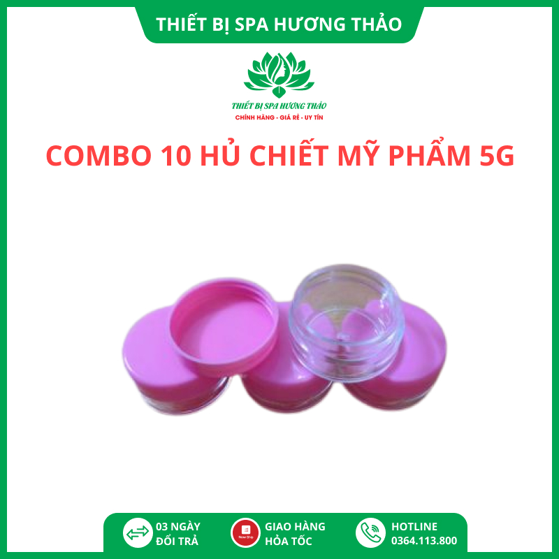 Combo 10 Hủ nhựa tròn chiết mỹ phẩm nắp chiết hồng 5g