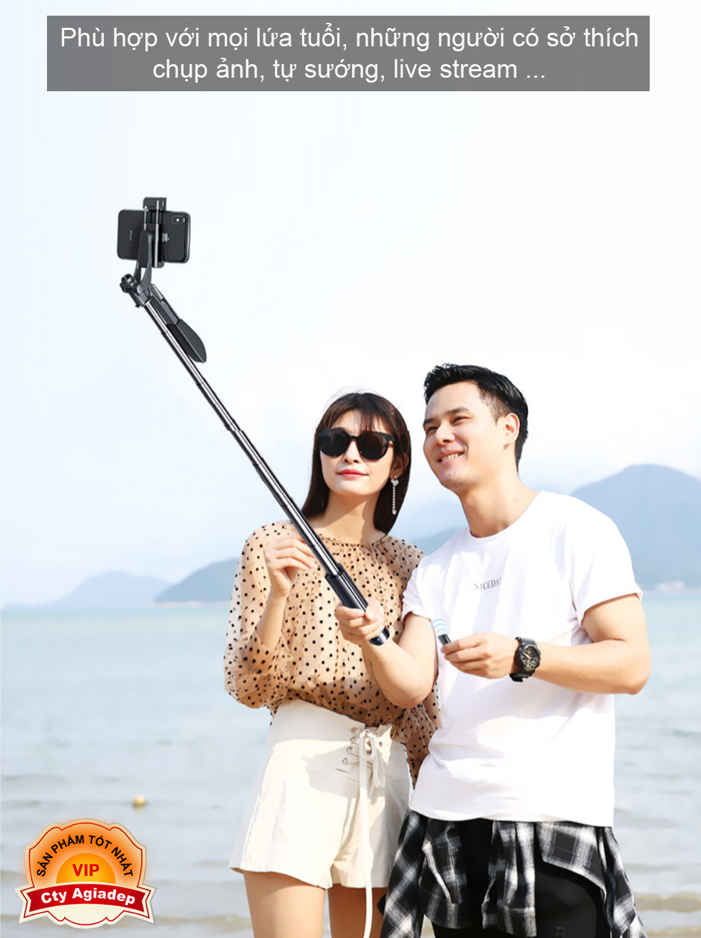 Gậy chụp hình dài Siêu xịn, Siêu chắc, Có Gimbal Chống rung, Gậy tự sướng selfie livestream tripod - CYKE21