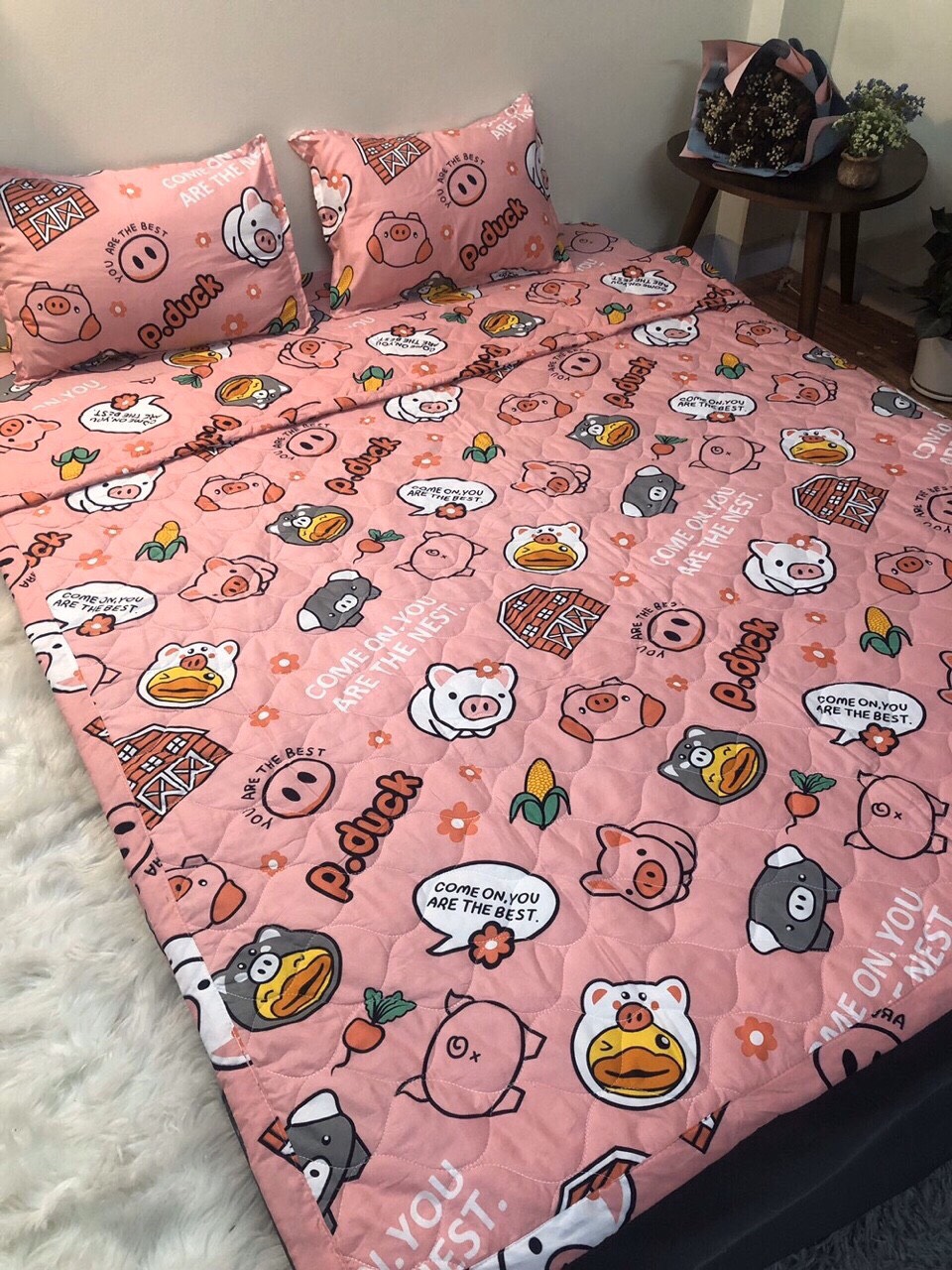 [ RẺ VÔ ĐỊCH ] Set 5 món chăn hè ga chun poly cotton (chăn, ga, gối, vỏ ôm)