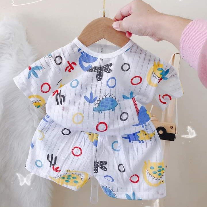 Đồ Bộ Cộc Tay Cho Bé Trai Bé Gái Chất Cotton Giấy - Đồ Mặc Nhà Cho Bé - Đồ Mặc Ngủ Cho Bé - Quần Áo Trẻ Em - Quần Áo Cho Bé Sơ Sinh 3kg Đến 13kg