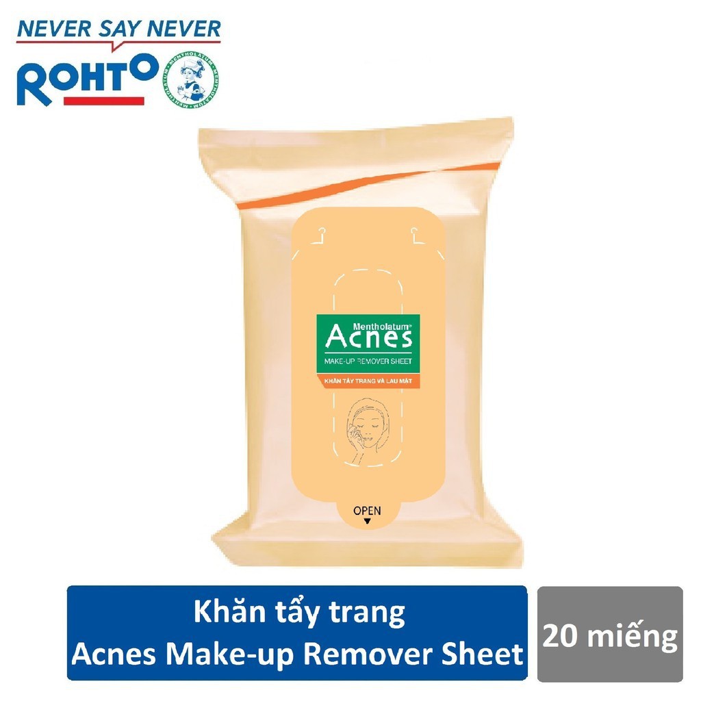 Khăn giấy tẩy trang rohto acnes 20 miếng