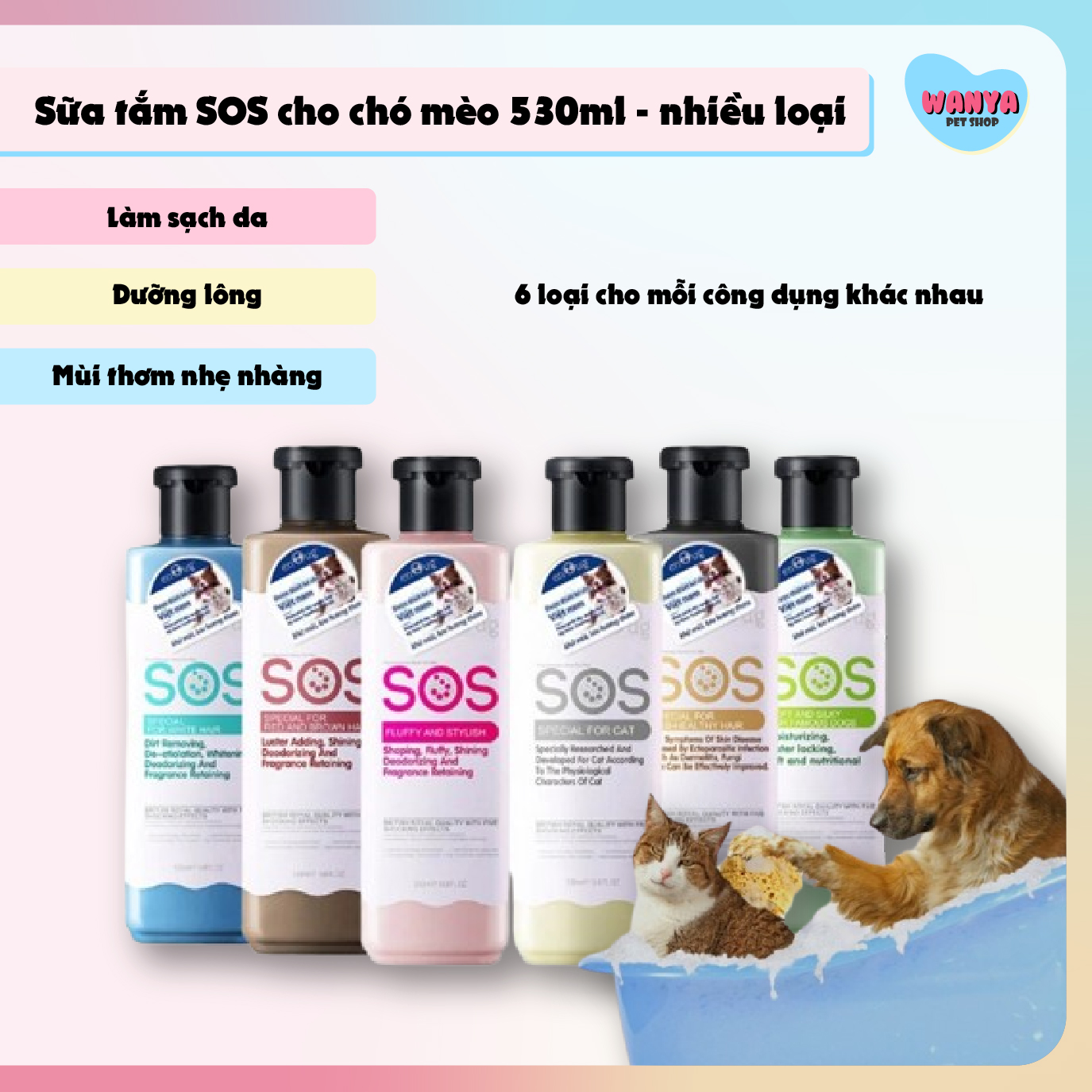 SOS enoug dog cat shower gel 530ml- Ky nam company