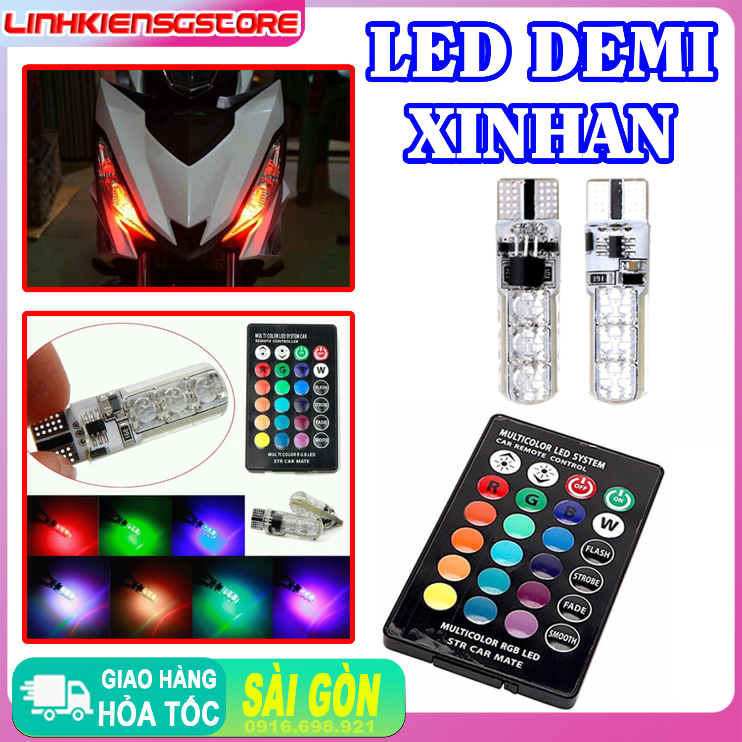 [HCM]2 ĐÈN LED XI NHAN DEMI ĐỔI MẦU THEO REMOTE