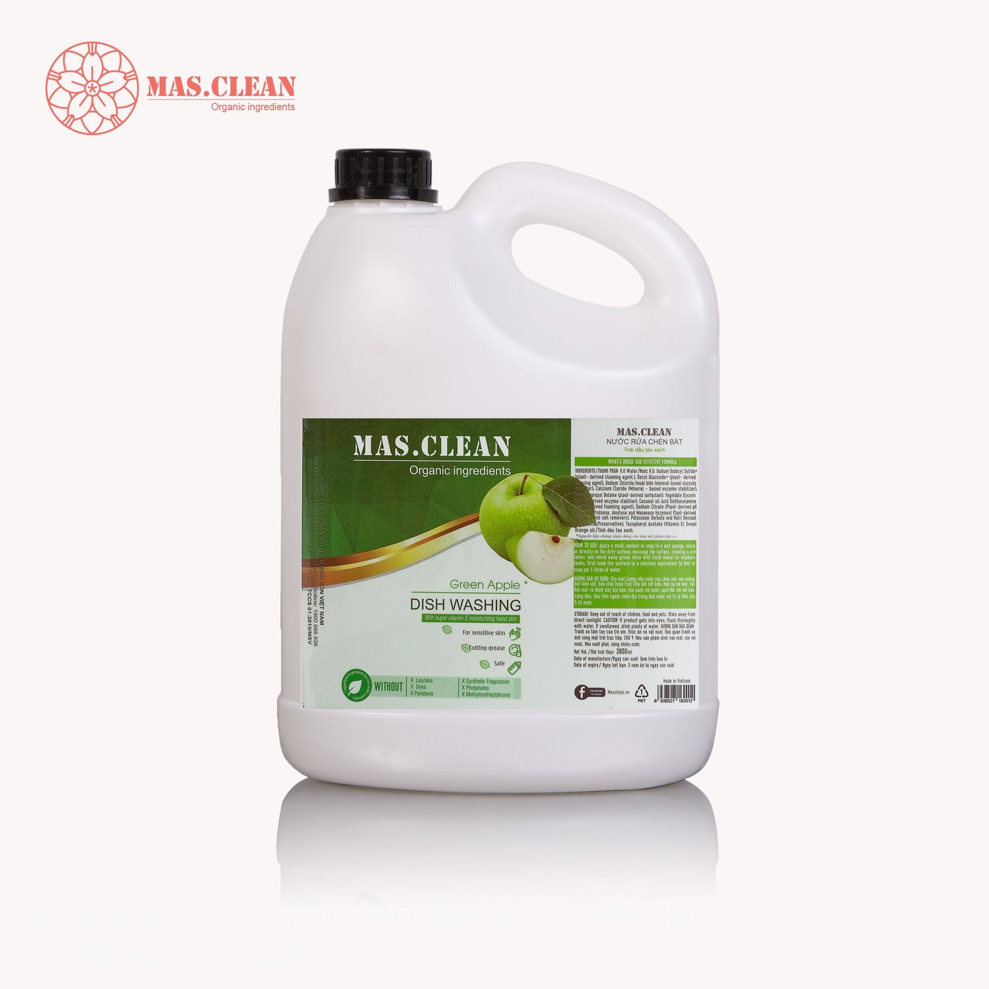 Nước rửa chén hữu cơ MasClean - can 3.8L