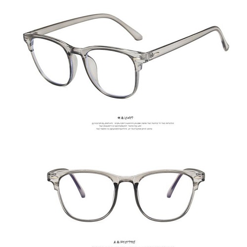 Mắt Kính Thời Trang Màu Xám Khói Trong Suốt Toàn Phần Kiểu Nữa Gọng Tròng Kính Mika Không Độ Giảm Bức Xạ Màn Hình