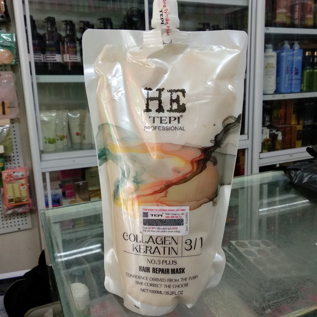 Kem ủ tóc siêu phục hồi HE TEPI COLLAGEN KERATIN 1000ml