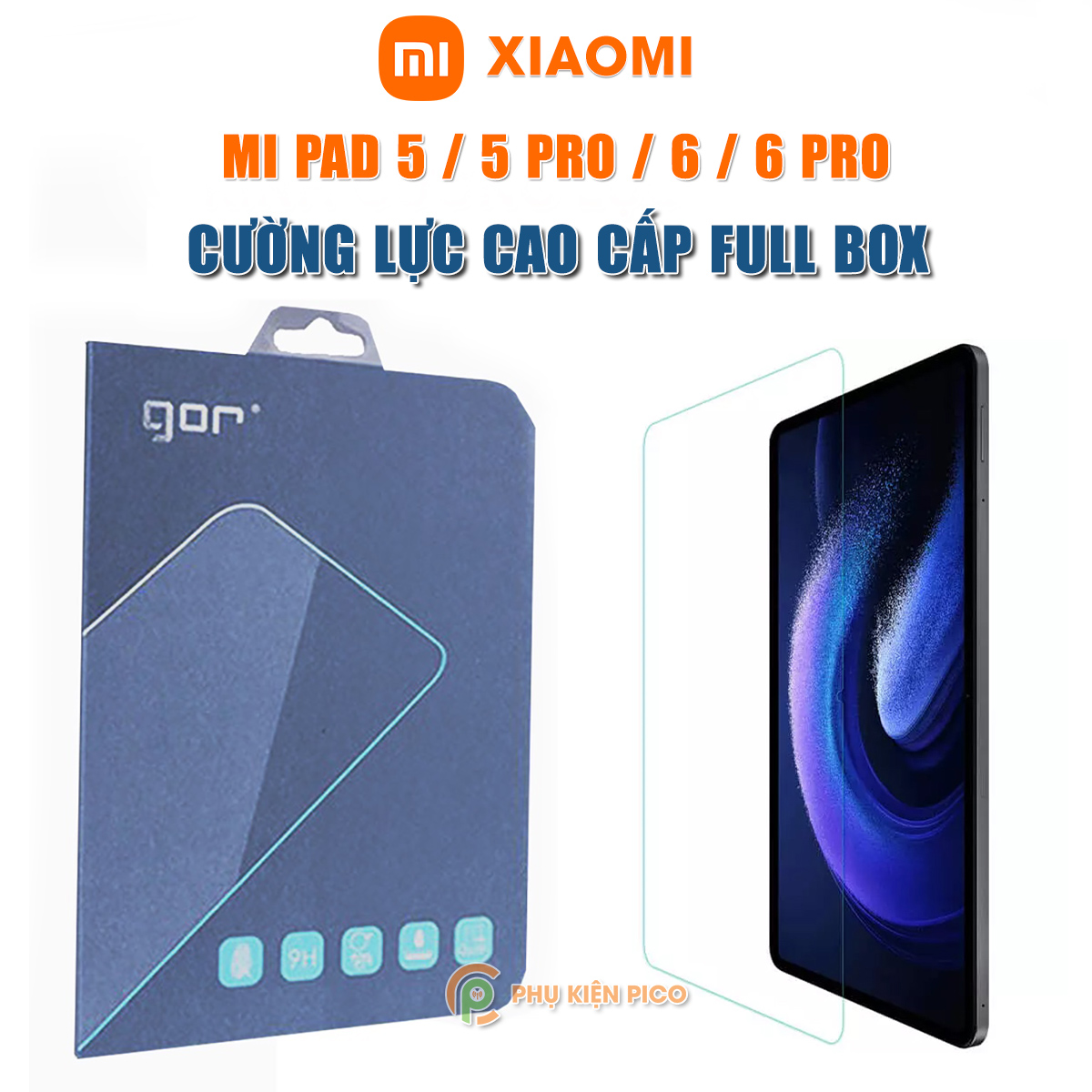 Kính cường lực Xiaomi Mi Pad 5 / Mi Pad 6 full màn hình chính hãng Gor độ cứng 9H - Dán màn hình Mi Pad 5
