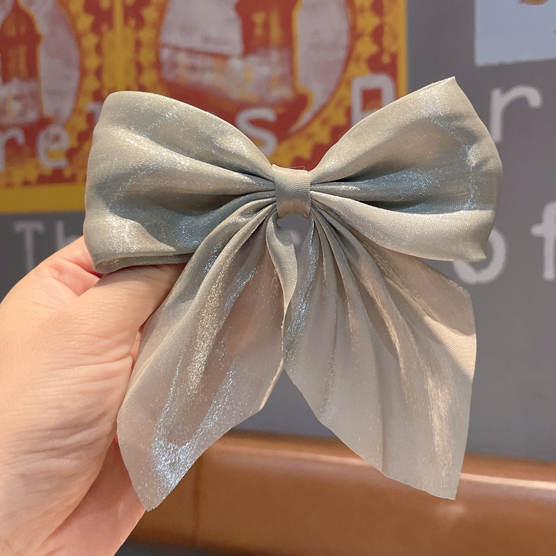 Phong cách hàn quốc ngọc trai satin nơ kẹp tóc phụ kiện tóc nữ thanh lịch