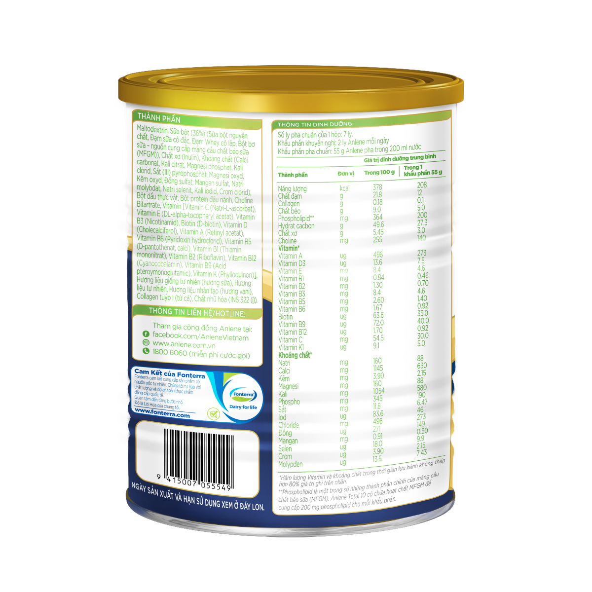 [Voucher giảm đến 26%]Combo 2 Sữa Bột Bổ Sung Dinh Dưỡng Anlene Total 10 Lon 400G