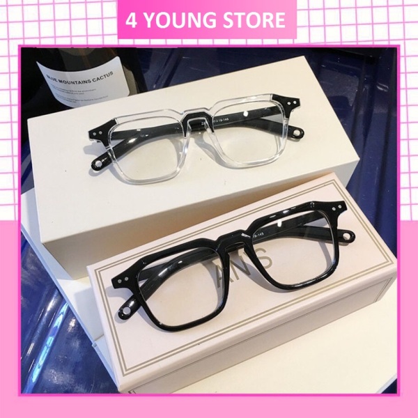 Giá bán Kính cận thời trang nam nữ gọng vuông phong cách Hàn Quốc mắt kính không độ bảo vệ mắt chống tia UV, kính mát Unisex 058