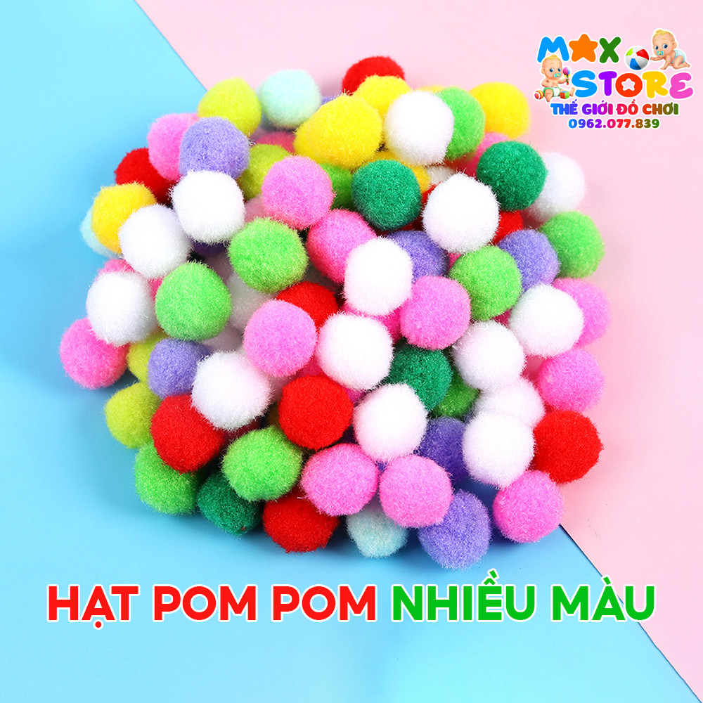 Túi 50gram hạt pompom kích thước từ 1cm - 3cm màu sắc đa dạng -tổng kho sỉ