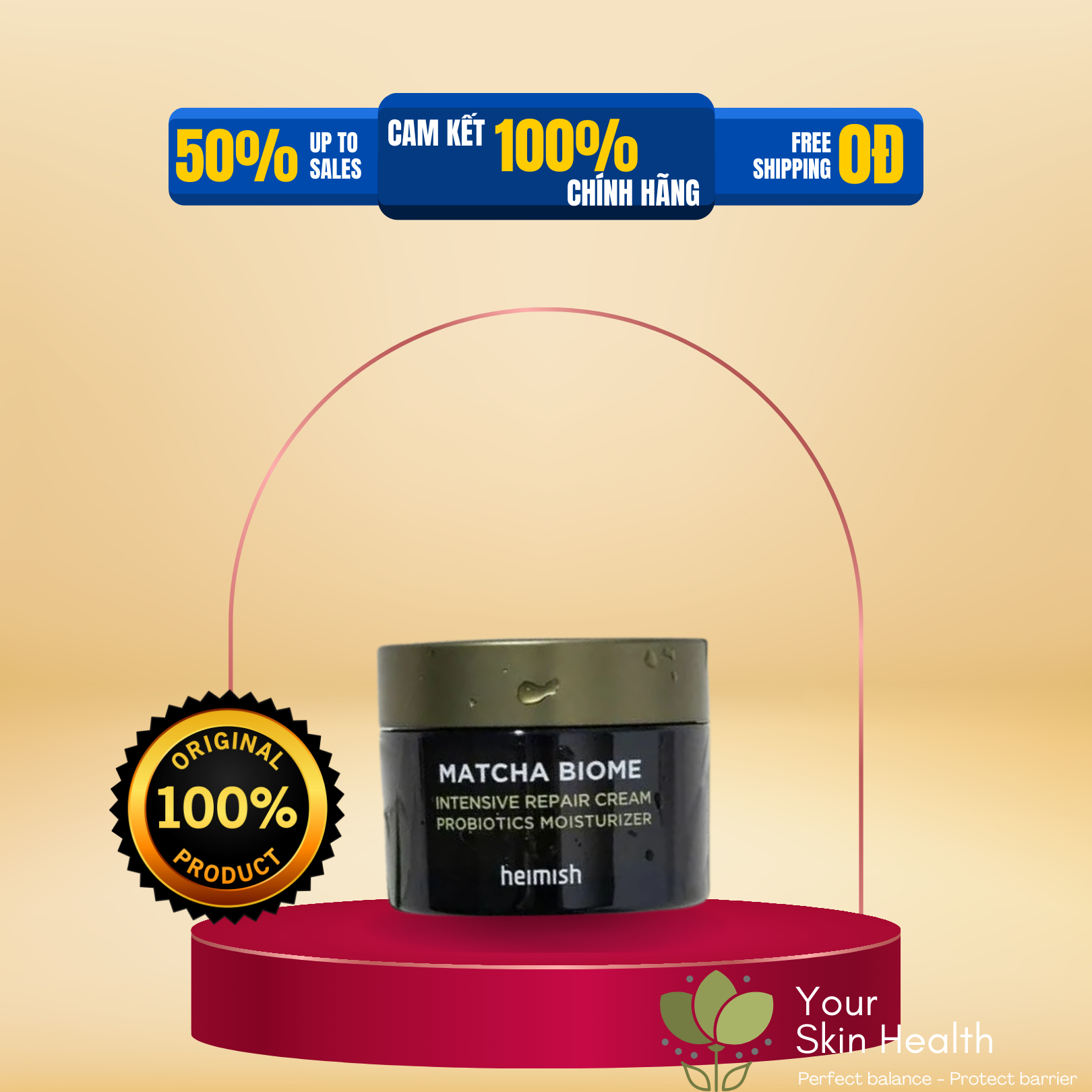 Kem dưỡng ẩm chống lão hóa, phục hồi chuyên sâu Heimish Matcha Biome Intensive Repair Cream 50ml