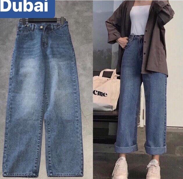 QUẦN BAGGY JEAN NỮ XANH ỐNG RỘNG DÀI LƯNG CAO NÂNG MÔNG HÀN QUỐC DB-20  CAO CẤP - DUBAI FASHION