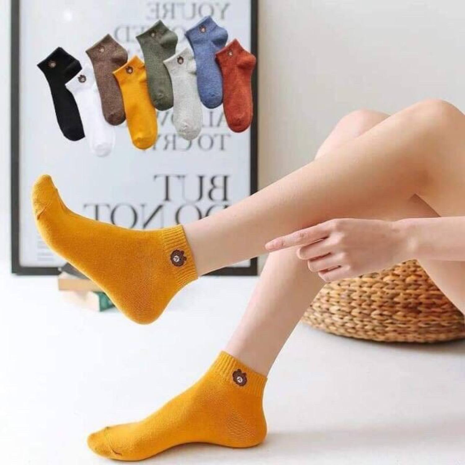 Sét 10 đôi tất gấu kèm túi