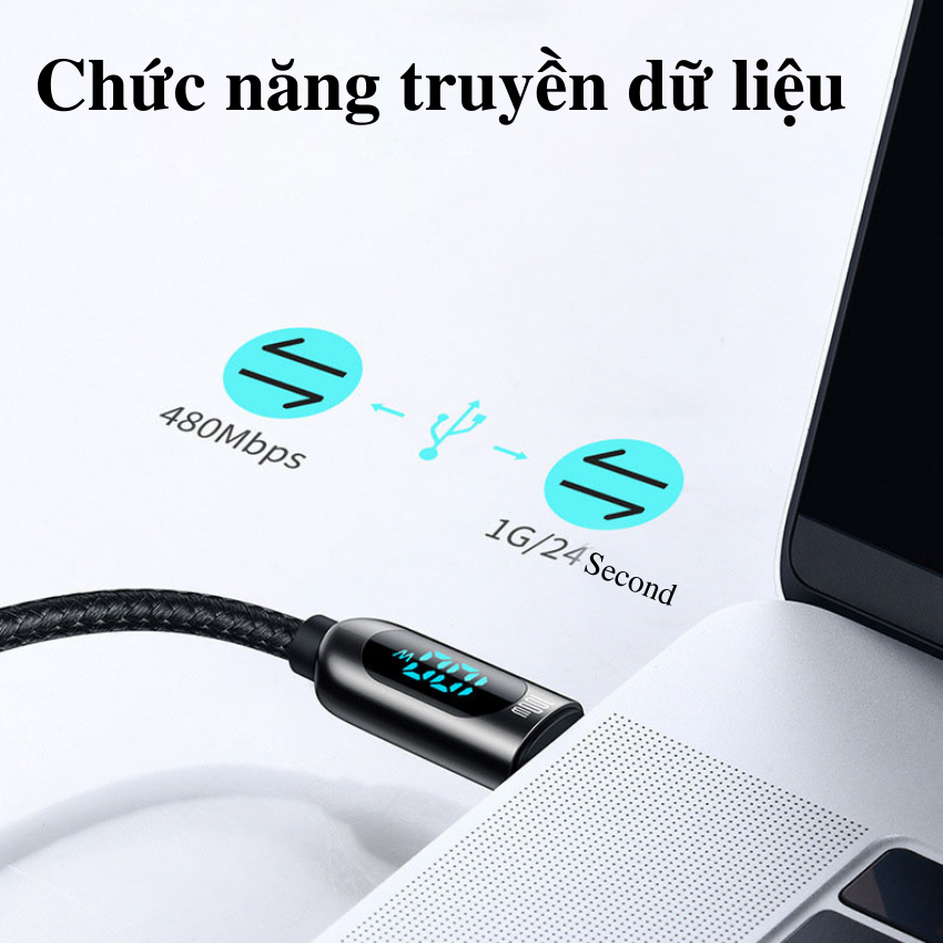 Cáp sạc nhanh Baseus Display Fast Charging Data Cable Type-C to Type-C 100W - CATSK