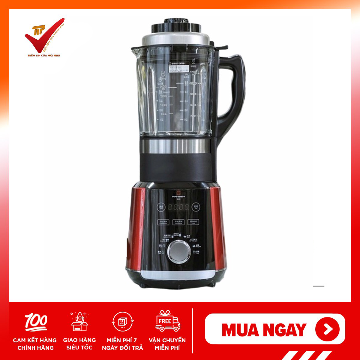 (+ tặng 101 công thức làm sữa hạt+sách hdsd tiếng việt)Máy xay sữa hạt đa năng RANBEM 732G - Model 2019( tiếng việt)
