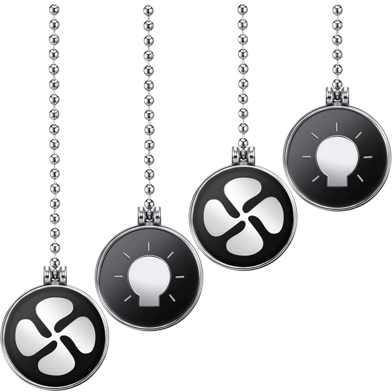 Ceiling Fan Pull Chain Set, 4Pcs Light Bulb and Fan Pattern Pull Chain