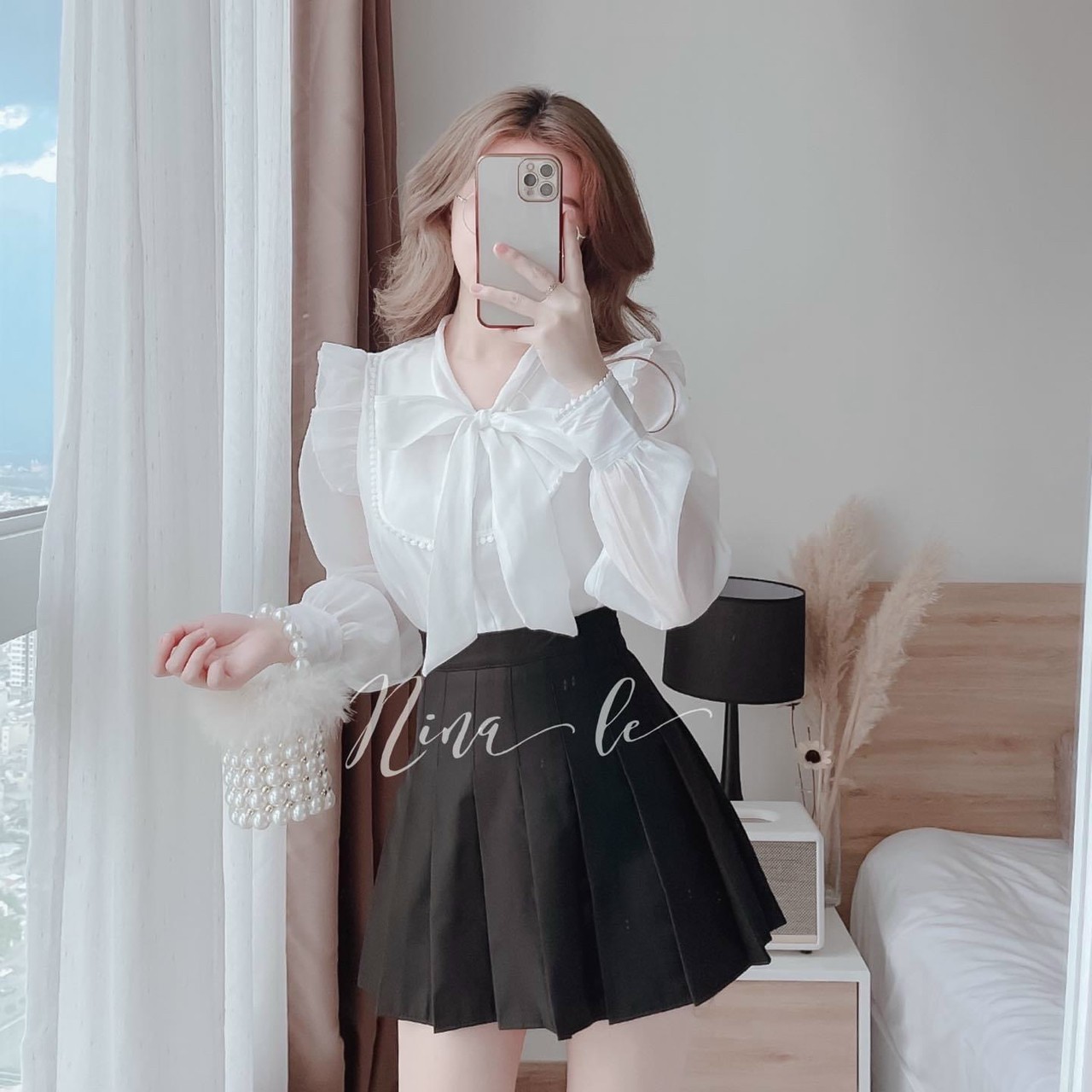 [Giá hủy diệt] [Ảnh thật] SÉT BỘ 2 MÓN SIÊU XINH.SÉT CHÂN VÁY DẬP LY VÀ ÁO SƠ MI LỤA