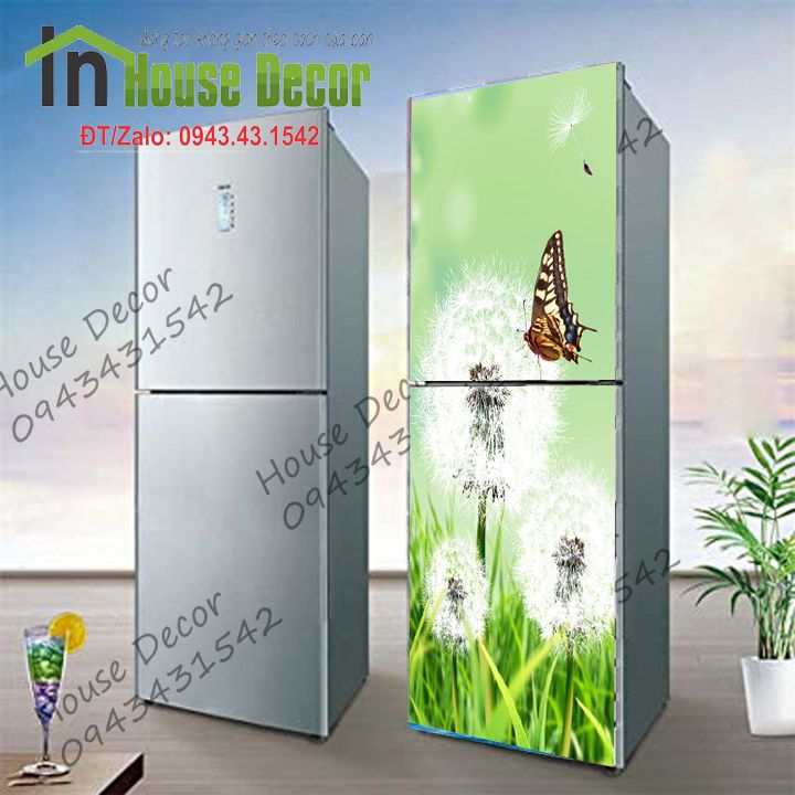 Miếng DECAl Bóc Dán Tủ Lạnh - Phù Hợp Mọi Loại Tủ (Mẫu bồ công anh 3)