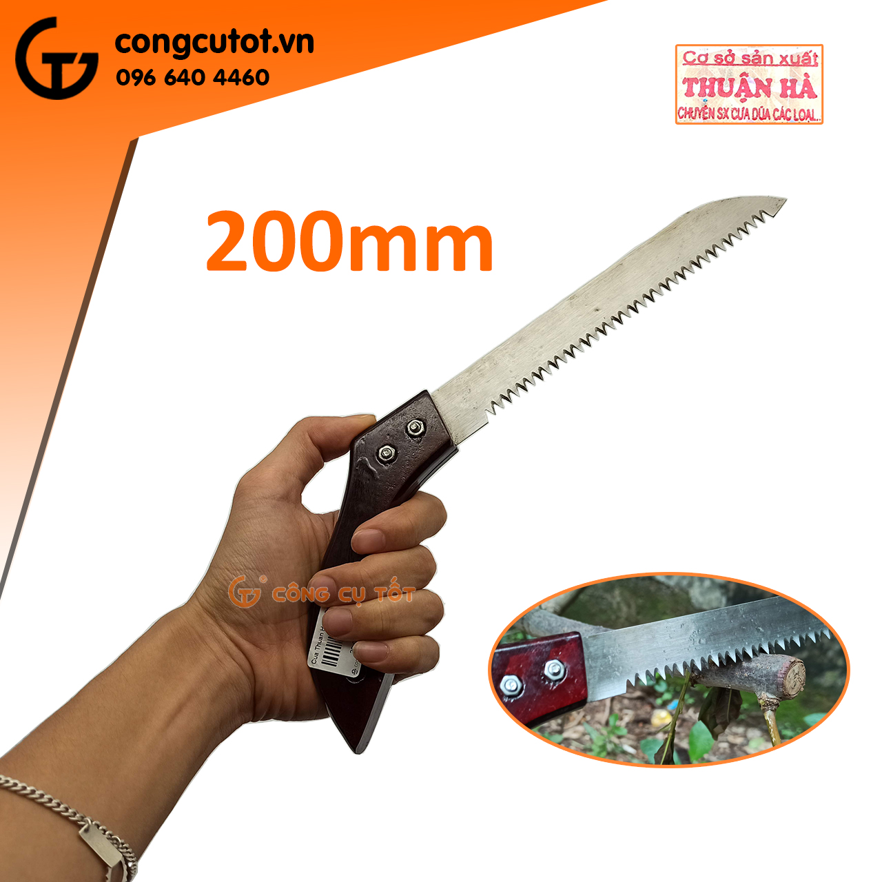 Cưa cắt cành cây cán gỗ Thuận Hà