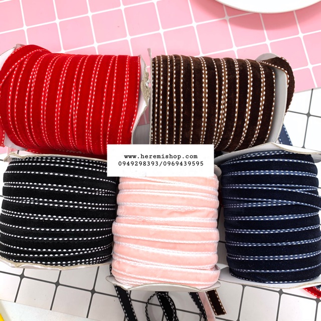 Ruy băng nhung có viền bản 1cm combo 2m