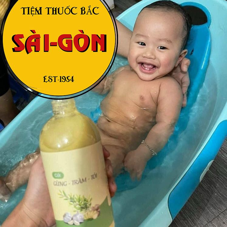 Cốt gừng tràm tỏi - nước tắm bé an toàn chai 600ml