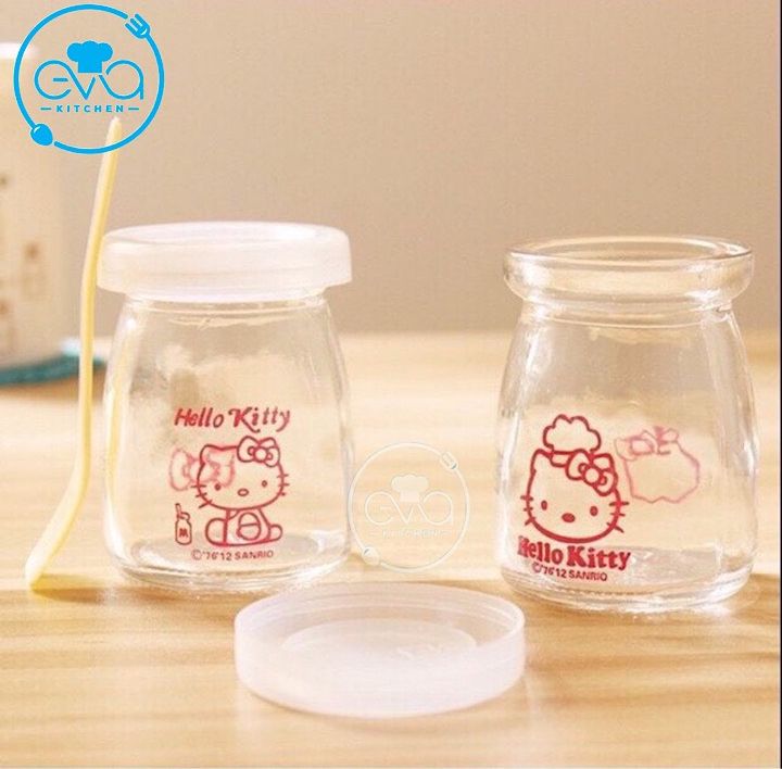 Bộ 12 Hũ Thuỷ Tinh Đựng Sữa Chua In Hình Cute 100 Ml